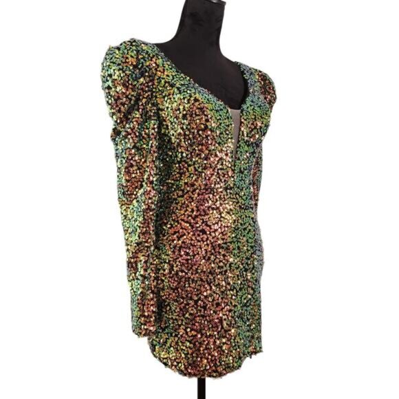 ALYCE PARIS NWT V-Back Long Sleeve Dress in Dragon Scale, Size 6 - Picture 7 of 16